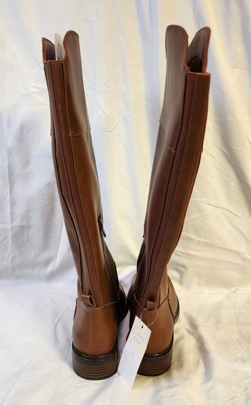 New A New Day Women's Brown Sienna Tall Riding Boots Round-Toe Size 6